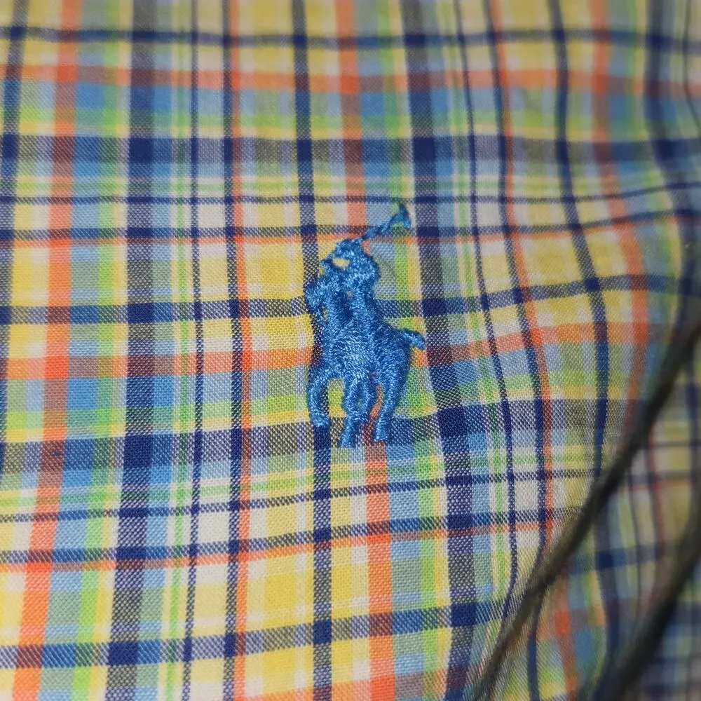 Ralph Lauren Youth Medium 10/12 Plaid Shirt Button Down Blue‎ Pony Vacation